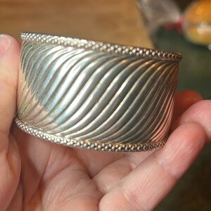 Vintage wide cuff swirl silver bangle